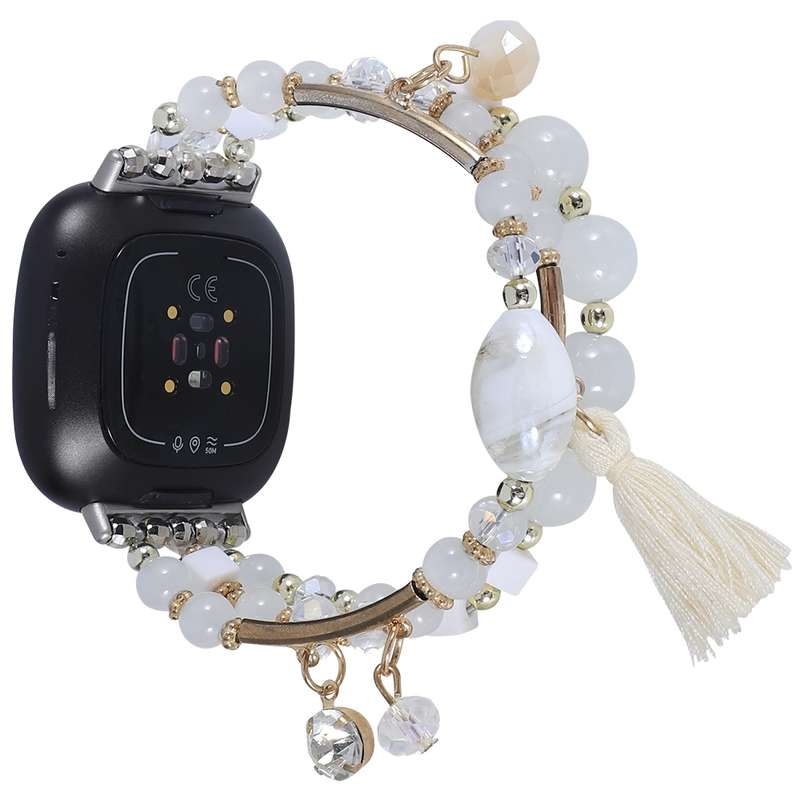 For Fitbit Versa 3 / Sense Round Bead Chain Watch Band(Black)