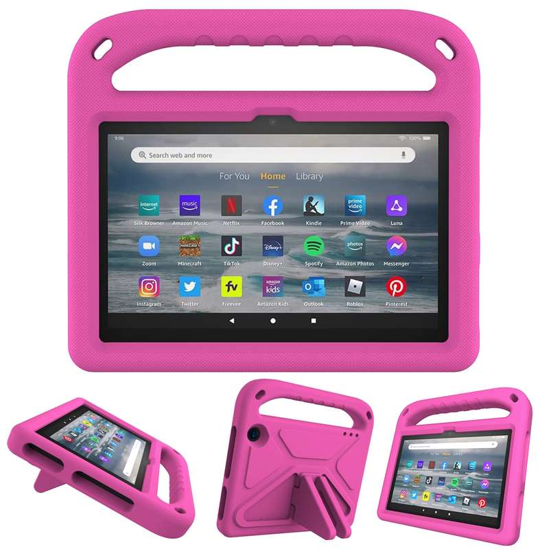 For Amazon Fire 7 2022 Handle EVA Shockproof Tablet Case with Triangle Holder(Red)