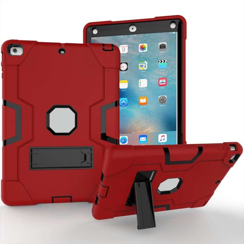 For iPad 4 / 3 / 2 Silicone + PC Protective Case with Stand(Black + Blue)