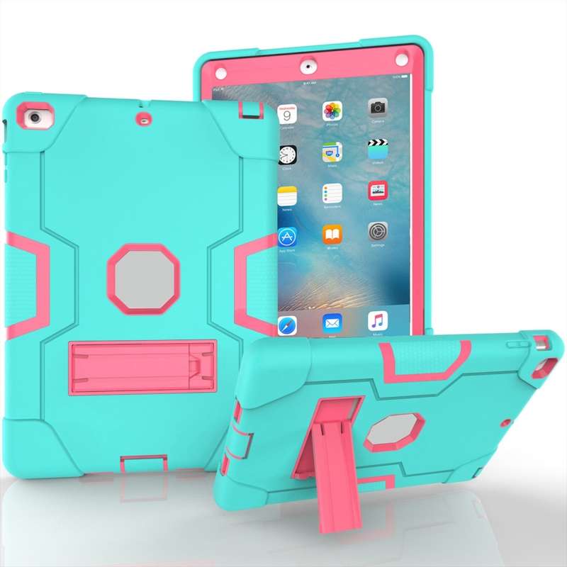 For iPad mini 3/2/1 Silicone + PC Protective Case with Stand(Rose Gold)