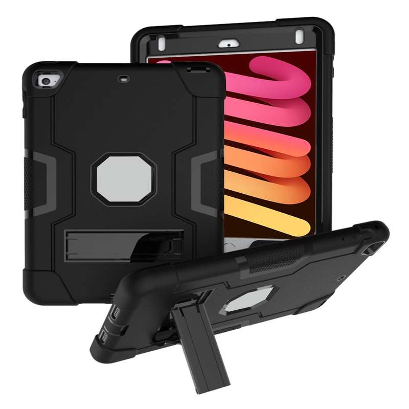 For iPad mini 3/2/1 Silicone + PC Protective Case with Stand(Rose Gold)