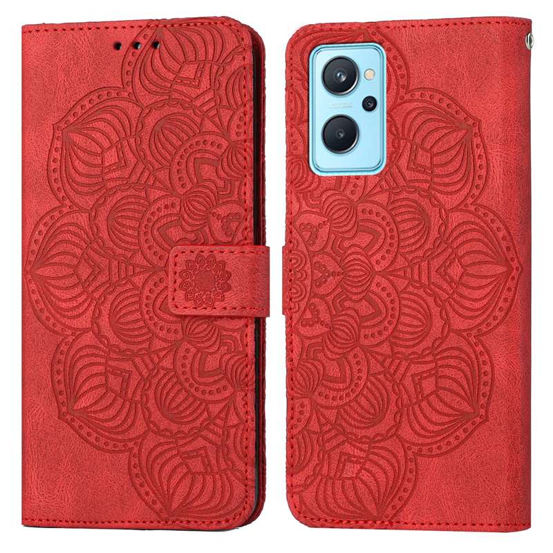 For OPPO Reno7 5G Mandala Embossed Flip Leather Phone Case(Blue)