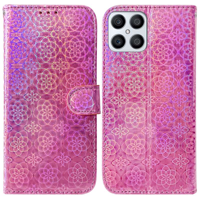 For Honor X8 Colorful Magnetic Buckle Leather Phone Case(Purple)
