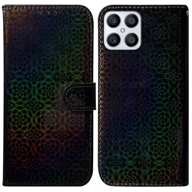 For Honor X8 Colorful Magnetic Buckle Leather Phone Case(Purple)