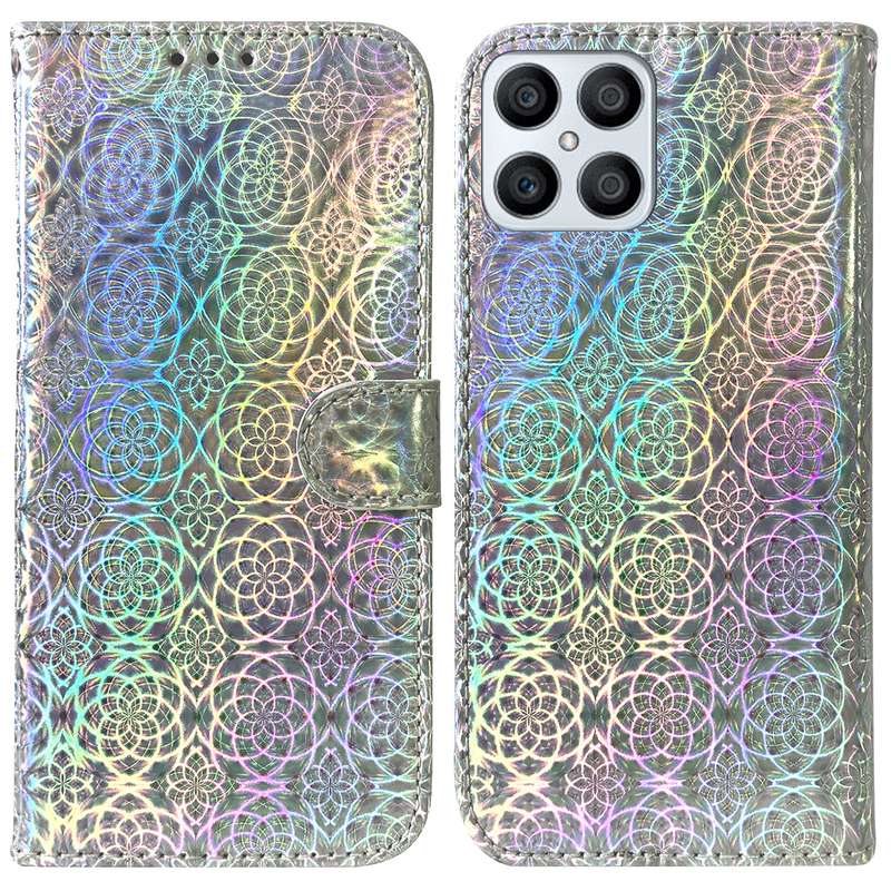 For Honor X8 Colorful Magnetic Buckle Leather Phone Case(Purple)