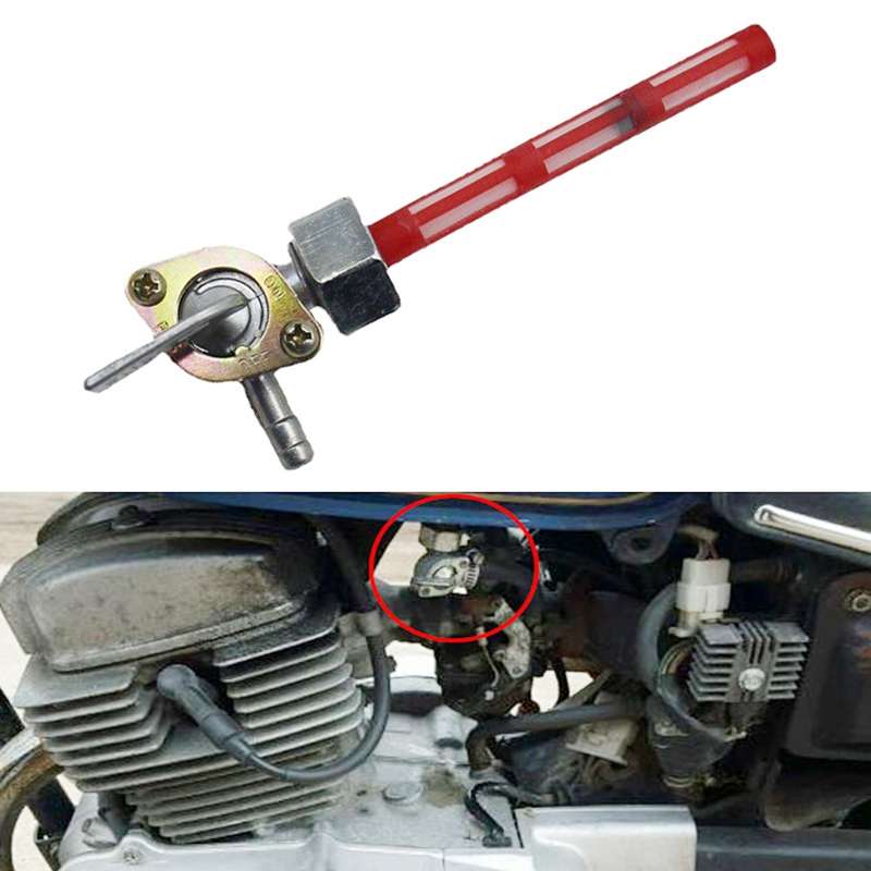 Motorcycle Fuel Tap Valve Petcock Fuel Tank Gas Switch for Honda CB400F 1977(Red)