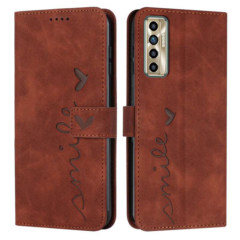 For Tecno Camon 17 Pro/Camon 17P Skin Feel Heart Pattern Leather Phone Case(Brown)