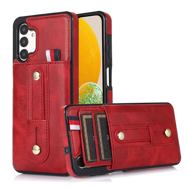 For Samsung Galaxy A73 5G Wristband Kickstand Wallet Leather Phone Case(Brown)