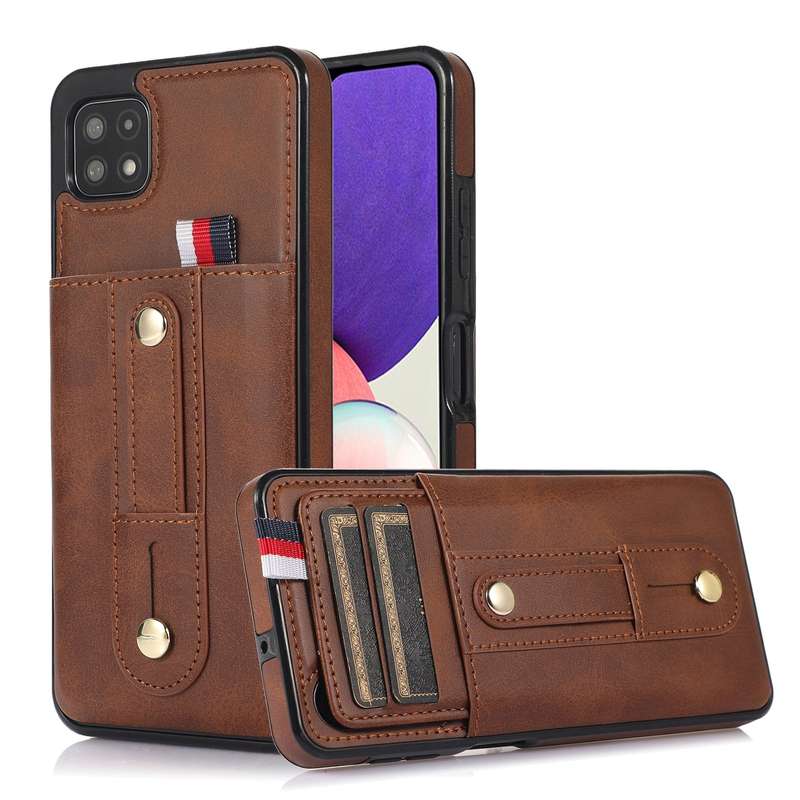 For Samsung Galaxy A73 5G Wristband Kickstand Wallet Leather Phone Case(Brown)