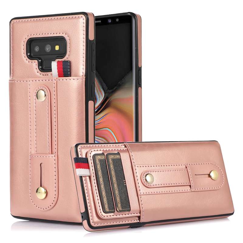 For Samsung Galaxy Note9 Wristband Kickstand Wallet Leather Phone Case(Black)