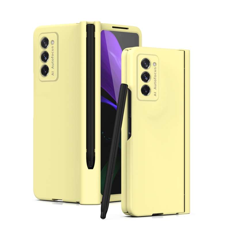 For Samsung Galaxy Z Fold2 5G Macaron Hinge Phone Case with Stylus Pen Fold Edition & Protective Fil