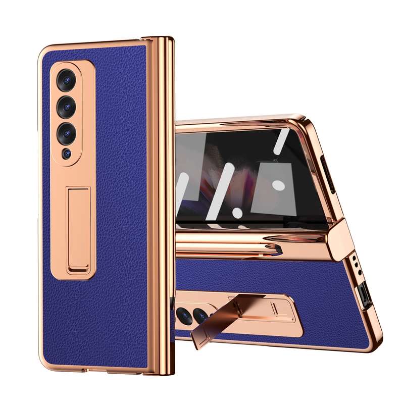For Samsung Galaxy Z Fold3 5G Macaron Hinge Phone Case with Stylus Pen Fold Edition & Protective Fil