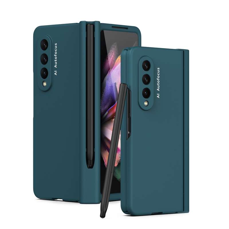 For Samsung Galaxy Z Fold3 5G Macaron Hinge Phone Case with Stylus Pen Fold Edition & Protective Fil