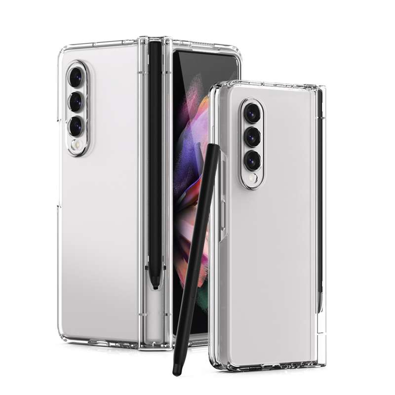 For Samsung Galaxy Z Fold3 5G Macaron Hinge Phone Case with Stylus Pen Fold Edition & Protective Fil