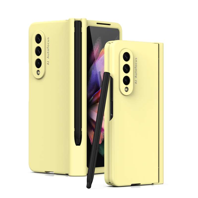 For Samsung Galaxy Z Fold3 5G Macaron Hinge Phone Case with Stylus Pen Fold Edition & Protective Fil
