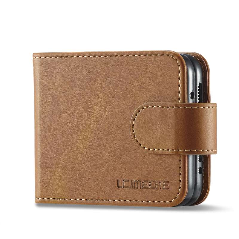 For Samsung Galaxy Z Flip4 5G LC.IMEEKE Calf Texture Leather Phone Case(Brown)