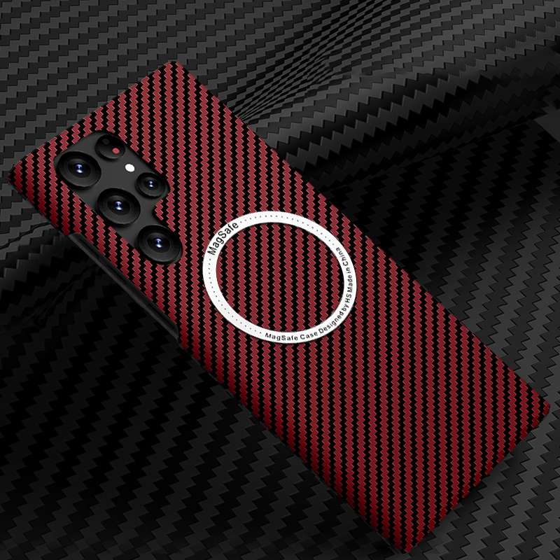 For Samsung Galaxy S21 Plus 5G Carbon Fiber Texture MagSafe Magnetic Phone Case(Black)