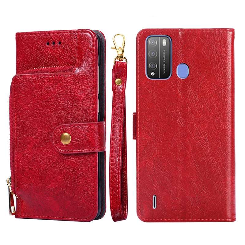 For Itel Vision 1 Pro Zipper Bag Leather Phone Case(Black)