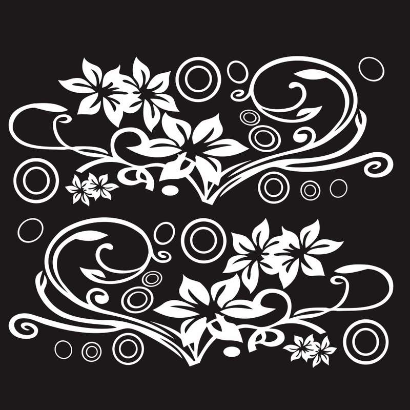 2 PCS/Set D-75 Flower Vine Pattern Car Modified Decorative Sticker(Black)