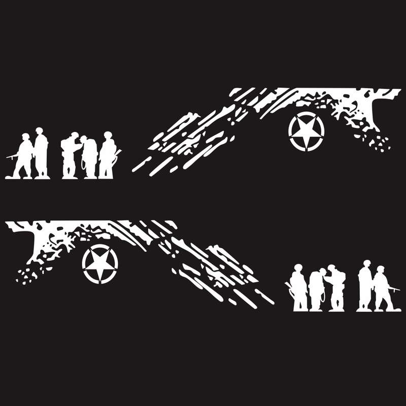 2 PCS/Set D-123 Soldiers Pattern Car Modified Decorative Sticker(Black)