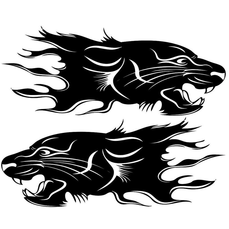 2 PCS/Set D-417 Lion Pattern Car Modified Decorative Sticker(Black)