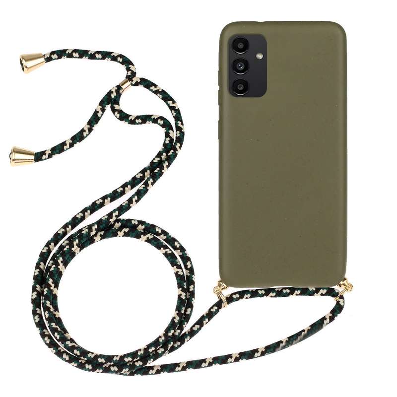 For Samsung Galaxy A13 Wheat Straw Material + TPU Protective Case with Lanyard(Pink)