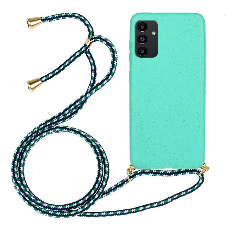 For Samsung Galaxy A13 Wheat Straw Material + TPU Protective Case with Lanyard(Pink)