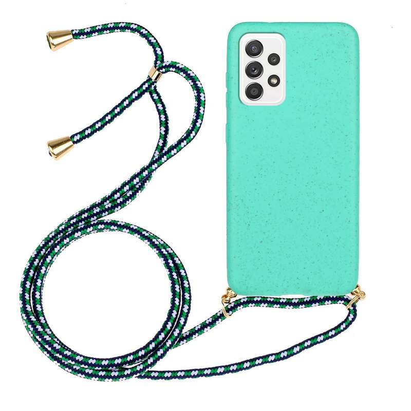 For Samsung Galaxy A13 Wheat Straw Material + TPU Protective Case with Lanyard(Pink)