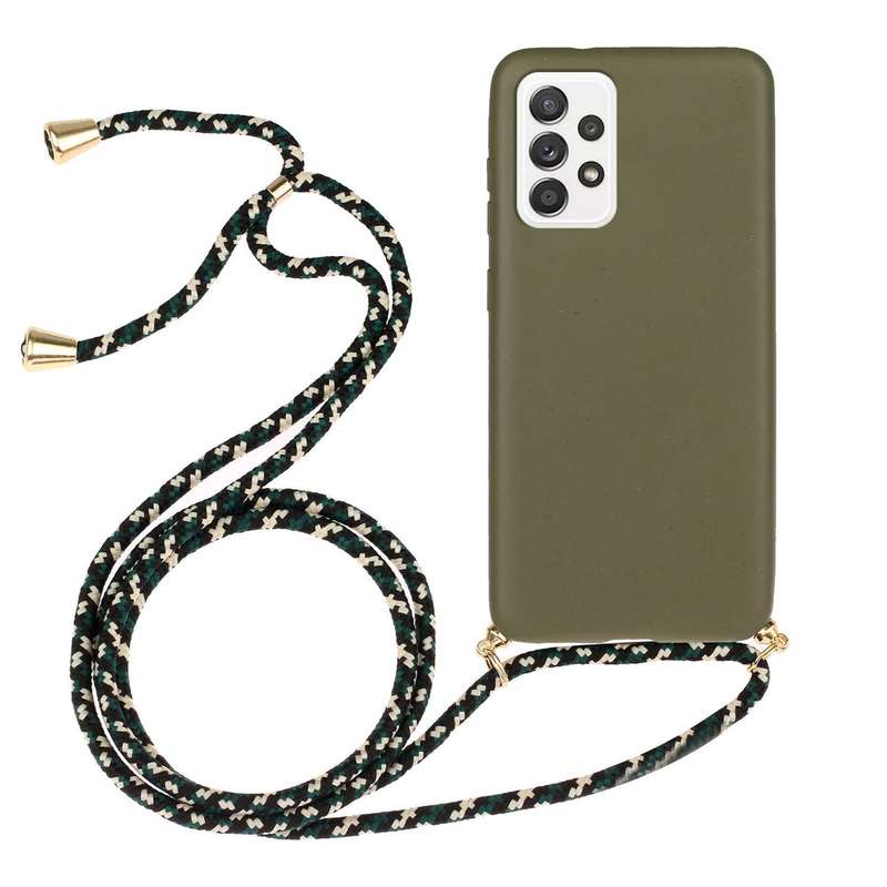 For Samsung Galaxy A73 Wheat Straw Material + TPU Protective Case with Lanyard(Yellow)