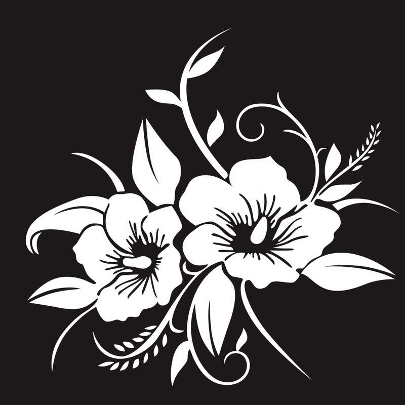 D-798 Flowers Bloom Pattern Car Modified Decorative Sticker(Black)