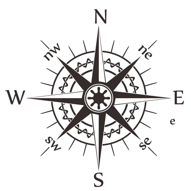 D-863 Compass Pattern Car Modified Decorative Sticker(Black)