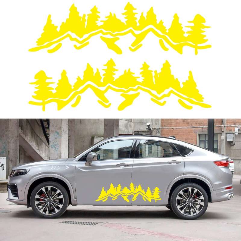 2 PCS/Set D-924 Mountain Woods Pattern Car Modified Decorative Sticker(Black)