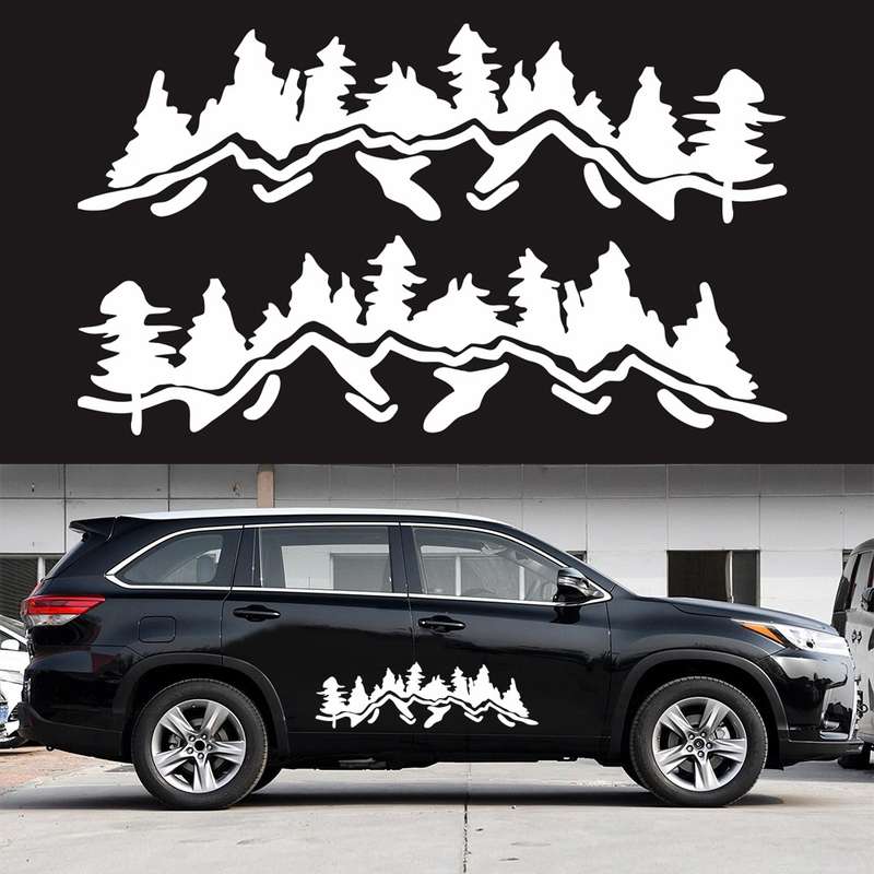 2 PCS/Set D-924 Mountain Woods Pattern Car Modified Decorative Sticker(Black)