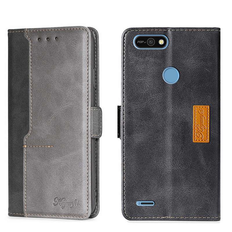 For Tecno Pop 2/Pop 2 F/Pop 2 Pro/Pop 2 Power/Itel P13 Contrast Color Side Buckle Leather Phone Case