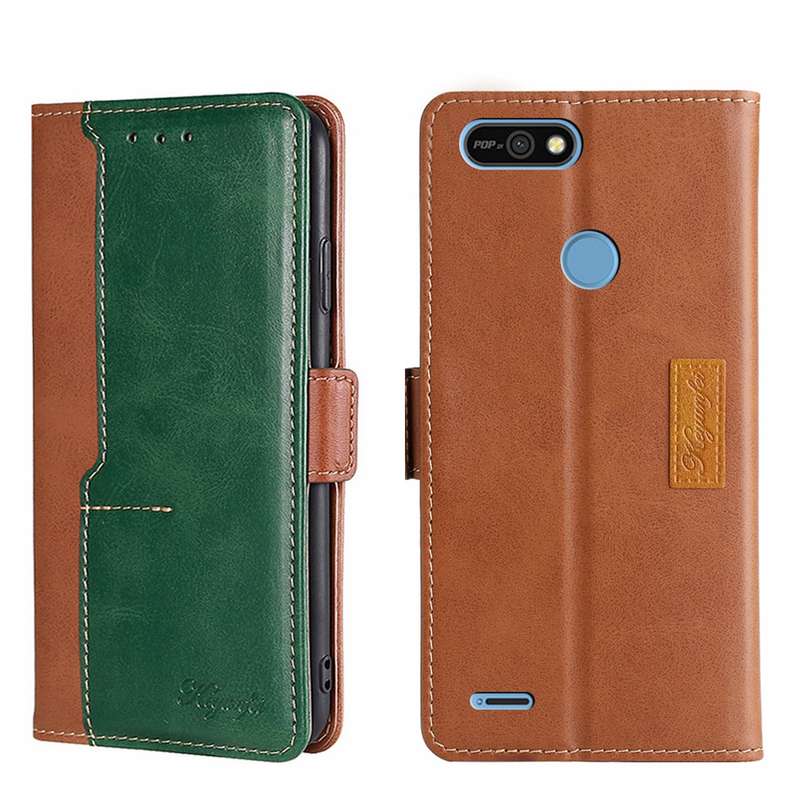 For Tecno Pop 2/Pop 2 F/Pop 2 Pro/Pop 2 Power/Itel P13 Contrast Color Side Buckle Leather Phone Case