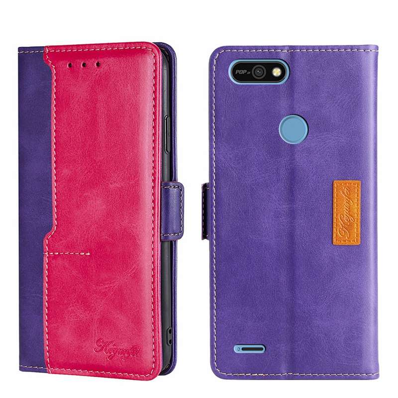 For Tecno Pop 2/Pop 2 F/Pop 2 Pro/Pop 2 Power/Itel P13 Contrast Color Side Buckle Leather Phone Case