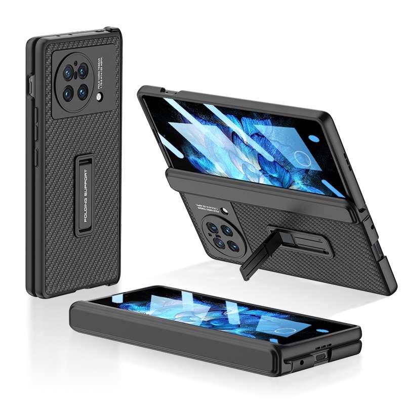 For vivo X Fold GKK Magnetic Hinge Flip Phone Case with Holder(Grey)