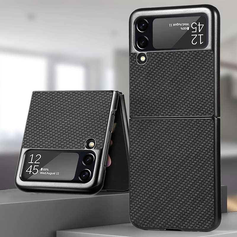 For Samsung Galaxy Z Flip4 Fiber Texture Fold Shockproof Phone Case(Black)