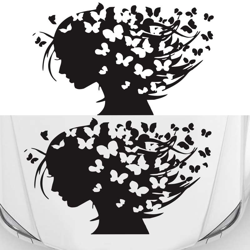 D-956 Butterfly Girl Pattern Car Modified Decorative Sticker(White)