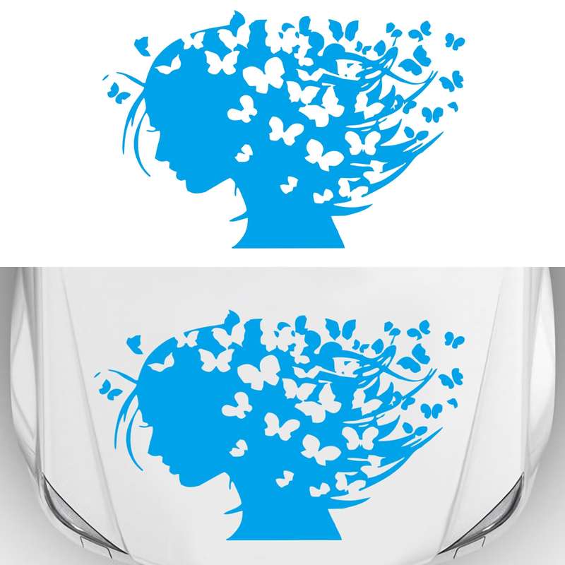 D-956 Butterfly Girl Pattern Car Modified Decorative Sticker(White)