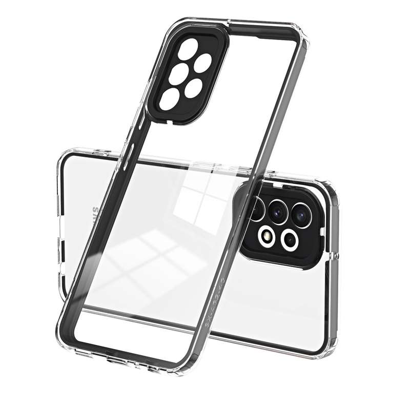 For Samsung Galaxy A52 5G / 4G 3 in 1 Clear TPU Color PC Frame Phone Case(Black)