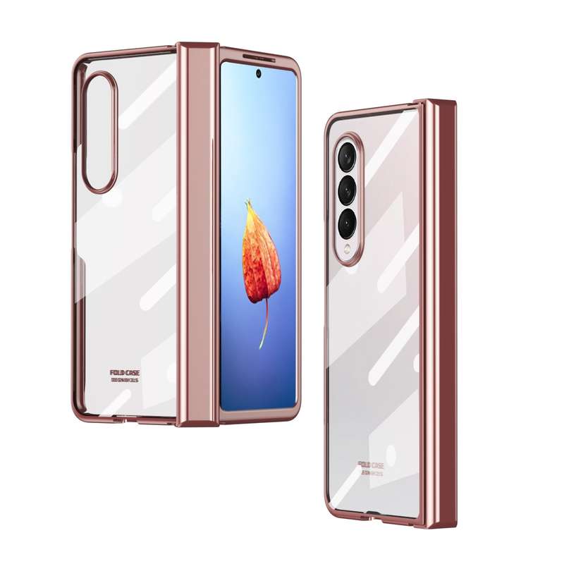 For Samsung Galaxy Z Fold4 Full Body Electroplating Hinge Phone Case(Black)