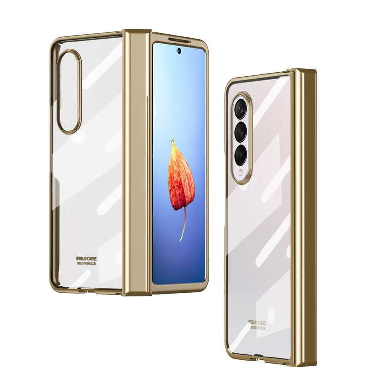 For Samsung Galaxy Z Fold4 Full Body Electroplating Hinge Phone Case(Black)