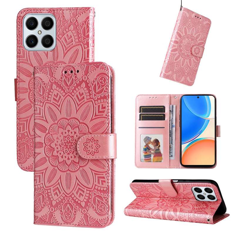For Honor X8 / X30i Embossed Sunflower Leather Phone Case(Green)