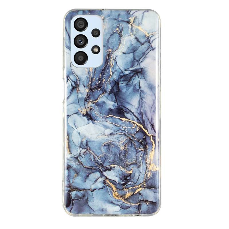 For Samsung Galaxy A33 5G Stereoscopic Holder Sliding Camshield Phone Case(Light Blue)