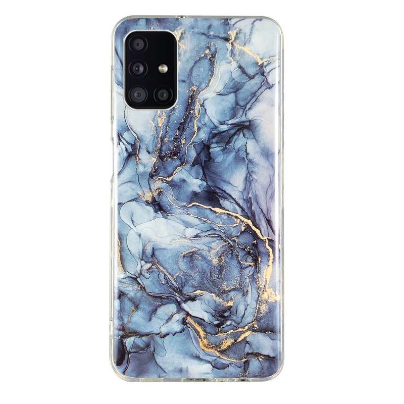 For Samsung Galaxy A71 IMD Marble Pattern TPU Phone Case(Black)