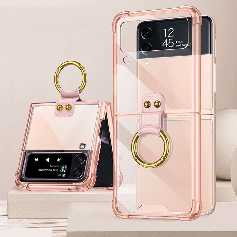 For Samsung Galaxy Z Flip4 GKK Airbag Protective Phone Case with Ring(Black)