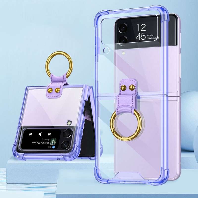 For Samsung Galaxy Z Flip4 GKK Airbag Protective Phone Case with Ring(Black)