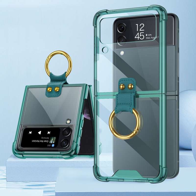 For Samsung Galaxy Z Flip4 GKK Airbag Protective Phone Case with Ring(Black)