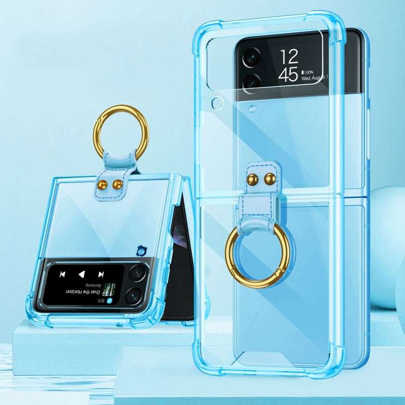 For Samsung Galaxy Z Flip4 GKK Weave Texture Electroplating Protective Phone Case(Blue)